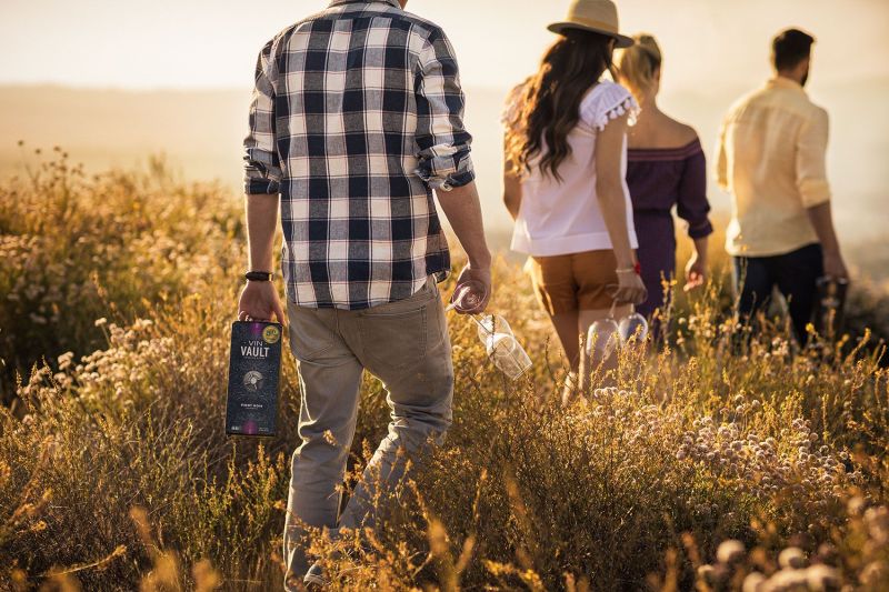 Lifestyle Wine Photographer | Hiking Scene California Landscape with Wine in the Box